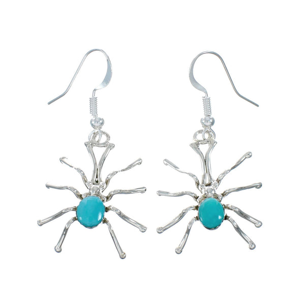 Sterling Silver Spider Turquoise Native American Hook Earrings X10828